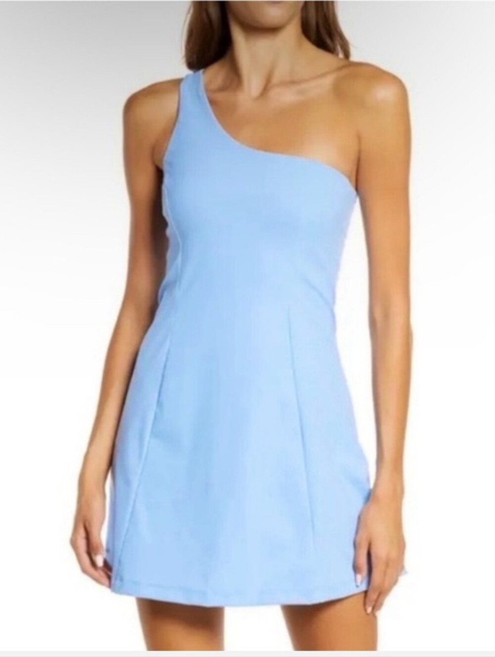 Outdoor Voices One-Shoulder Sky Blue Dress